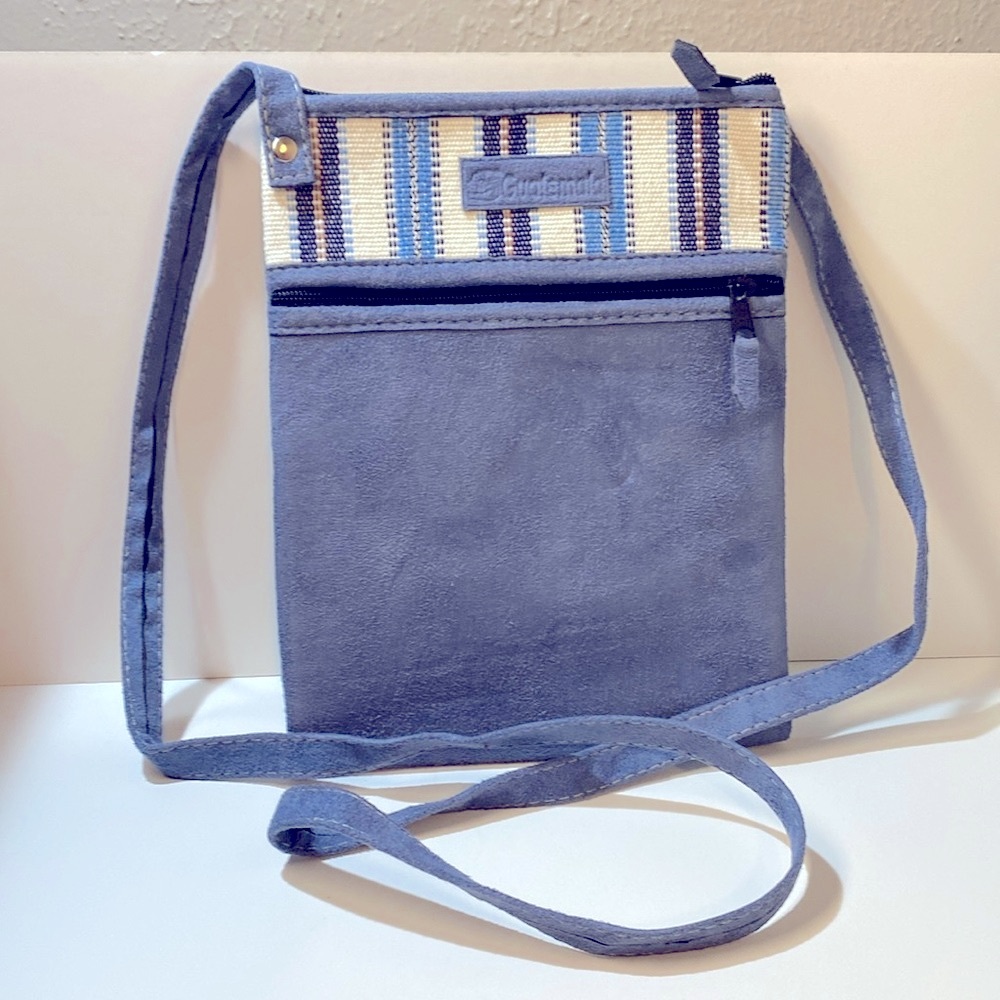 NWOT Expertly Handcrafted Guatemalan Minimalist Travel Souvenir Blue Suede Purse